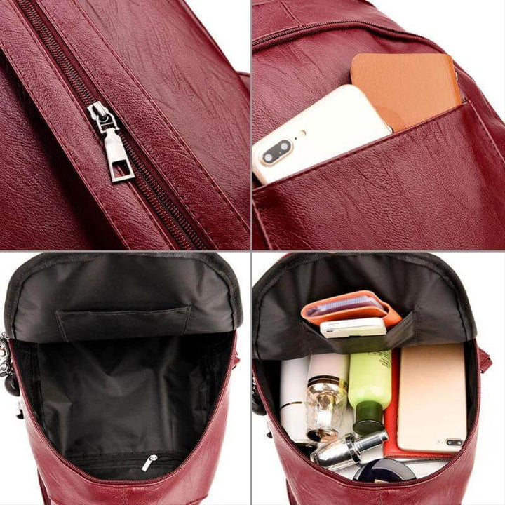 Modern women's water-resistant leather backpack, suitable for daily commute & travel.