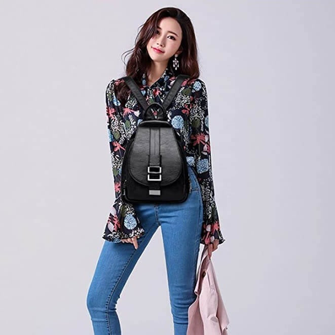 Genuine leather anti-theft women's backpack, softback comfort & water-resistant.