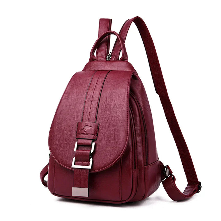 Women's premium water-resistant sheepskin leather backpack, elegant & functional for daily use.
