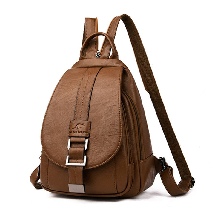 Women's leather backpack with anti-theft features, premium water-resistant for peace of mind.
