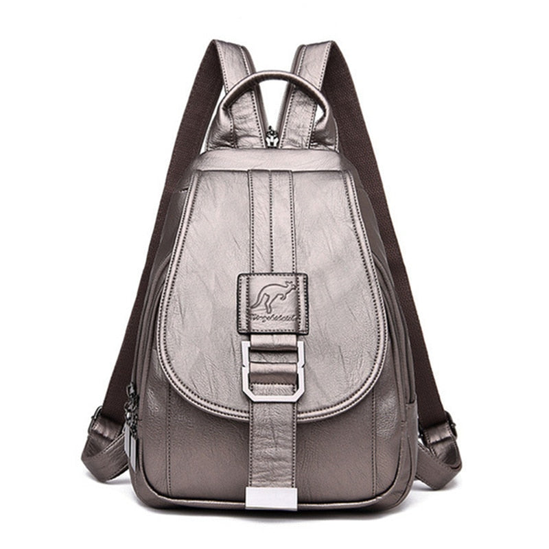 Everyday carry women's water-resistant leather backpack, combining style and durability.