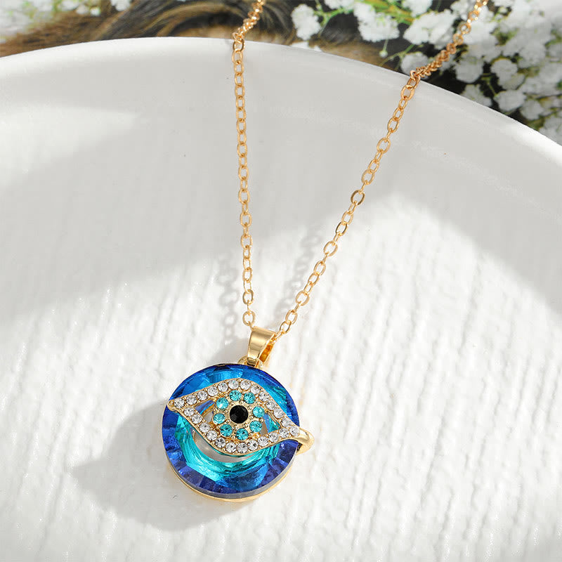 Women's Evil Eye Necklace with gemstone, a spiritual amulet for protection. Adjustable fashion jewelry for strength.