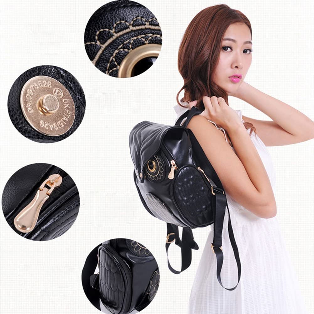 Cute owl print fashion backpack for women, featuring a practical multi-pocket design