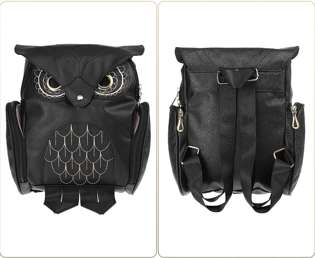 Casual women's owl print backpack made of PU leather, perfect for everyday essentials