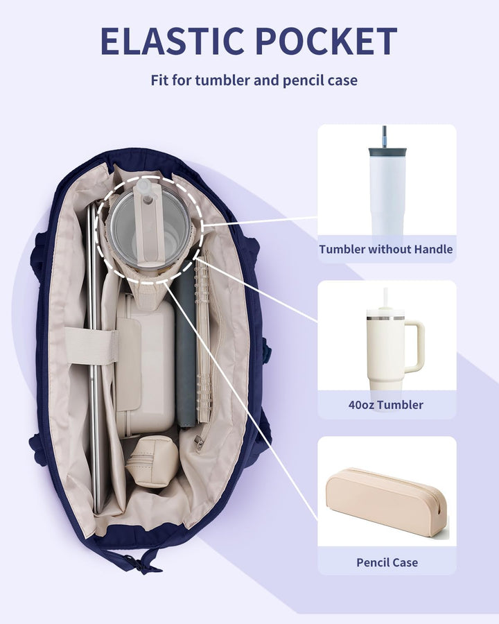 Women's on-the-go quilted puffer travel tote, laptop sleeve, cup holder & easy access pockets.
