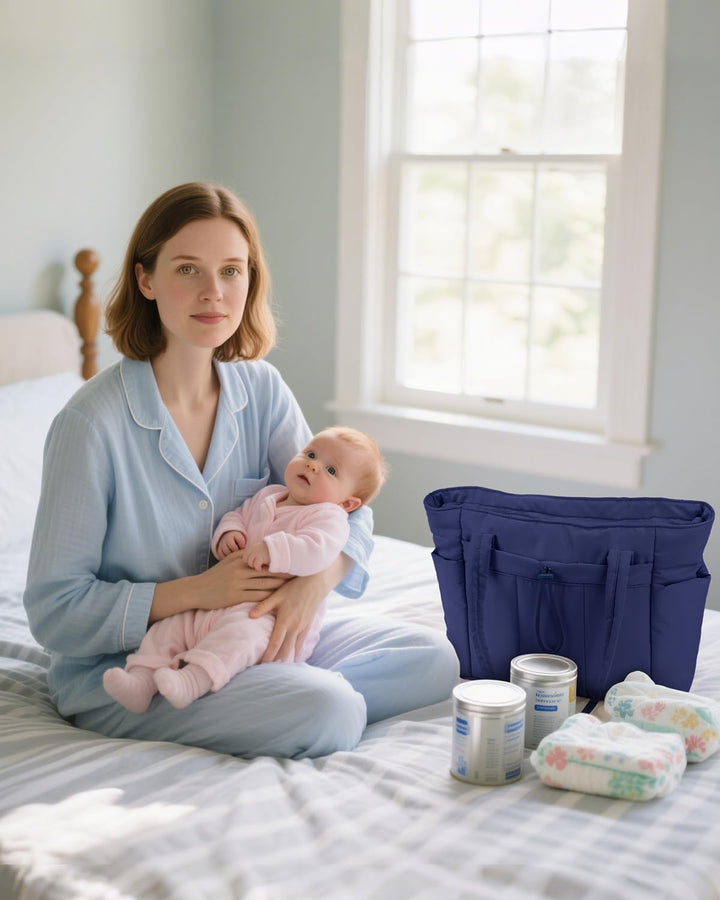 Quilted tote with a comfortable, wide shoulder strap distributing weight