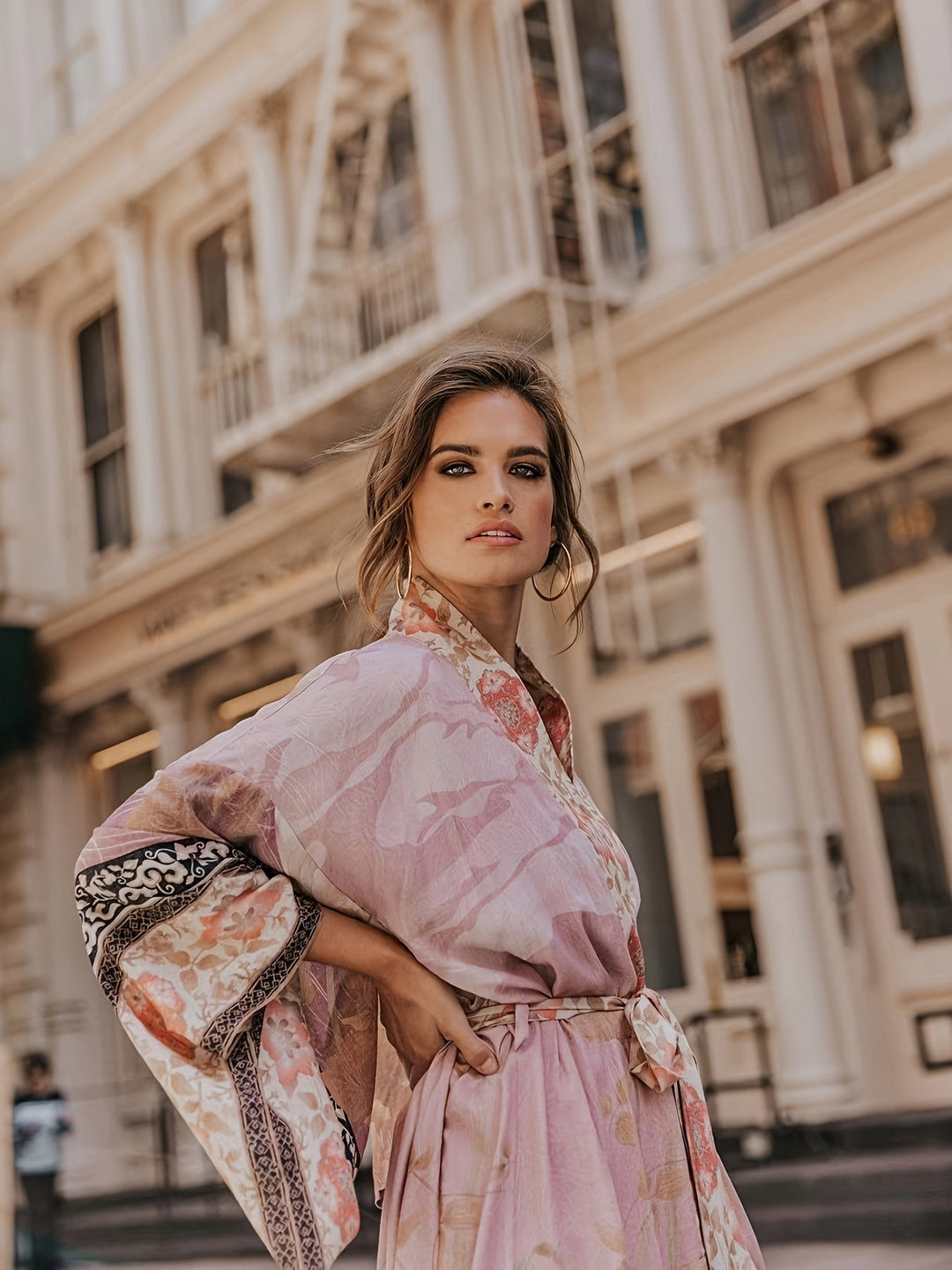 Elegant red floral women's kimono, a beautiful beach cover-up and summer fashion piece.