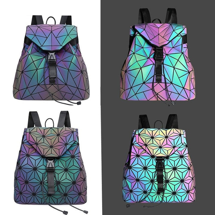 Women's reflective geometric backpack, a vibrant and eye-catching accessory for any outfit