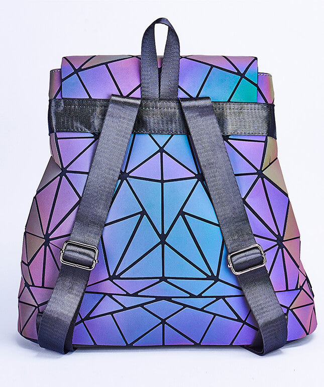 Colorful reflective geometric women's backpack, a unique and stylish travel bag