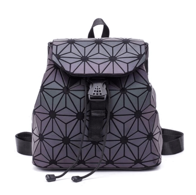 Stylish women's bag with geometric reflective panels, ideal for daily use or travel