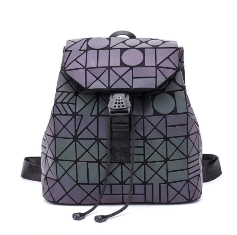 Versatile women's color-changing backpack, a modern fashion accessory with geometric flair