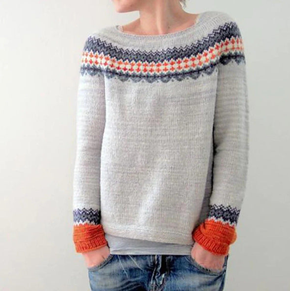 Cozy women's Celeste knit sweater. Retro long-sleeve knitwear offering comfort & timeless style for winter.
