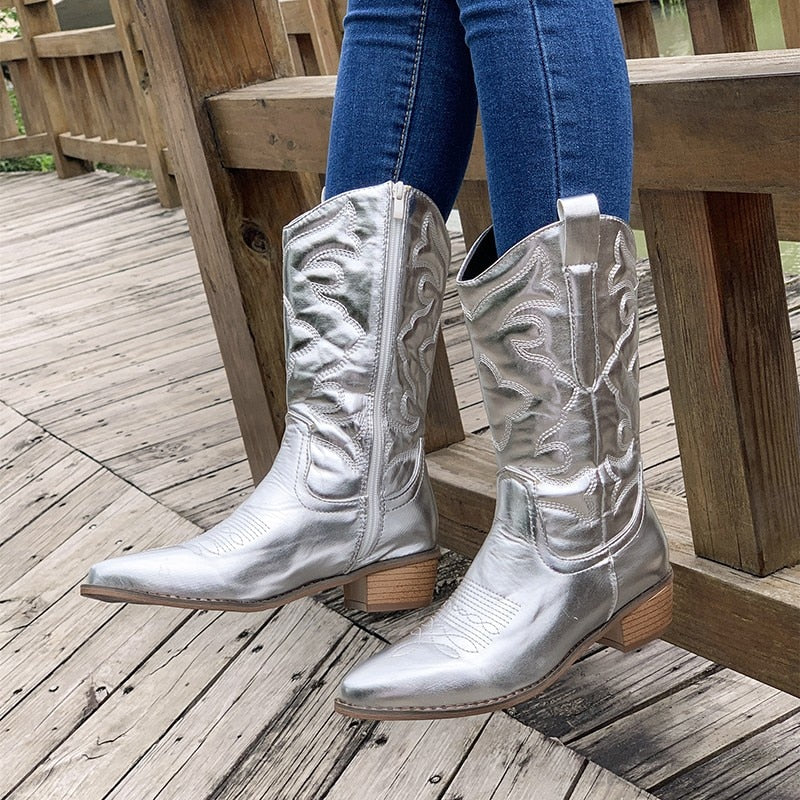 Authentic retro Western cowboy boots for women, durable construction and easy to wear design.