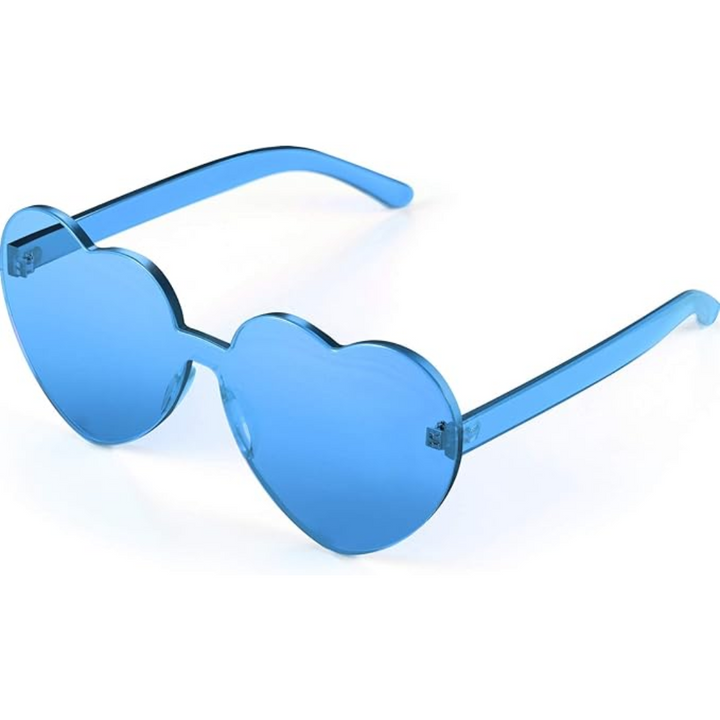 Women's rimless heart sunglasses, transparent lenses with a light blue gradient, adding a cool touch to any summer outfit.
