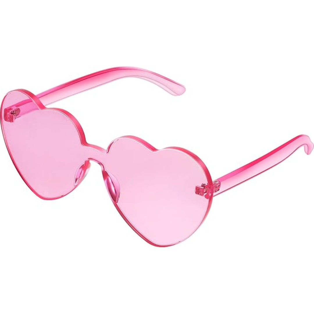 Rimless heart-shaped transparent sunglasses for women, featuring a yellow gradient lens, perfect for beach and party wear.