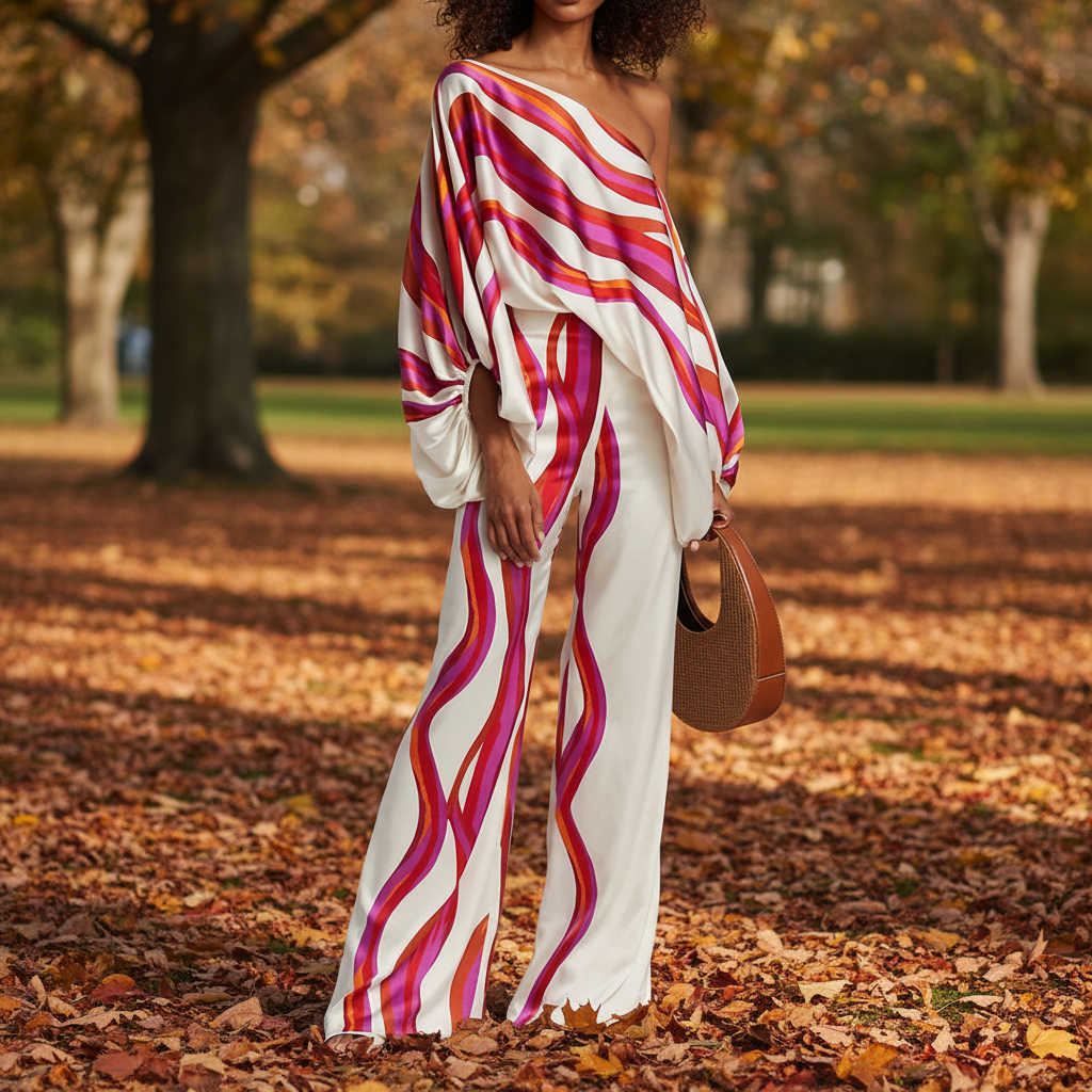 Women's Ruth printed lounge two-piece set, casual autumn wear