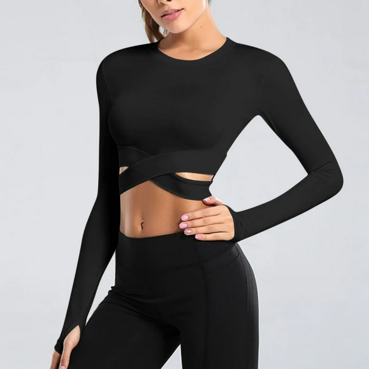 Women's seamless Pilates & yoga top, 'Sophia', in a solid color for comfortable, stretchy workouts.