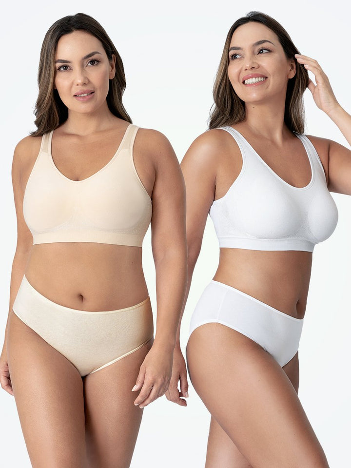Wire-free seamless shapewear sports bra for women, ultimate comfort & gentle smoothing.
