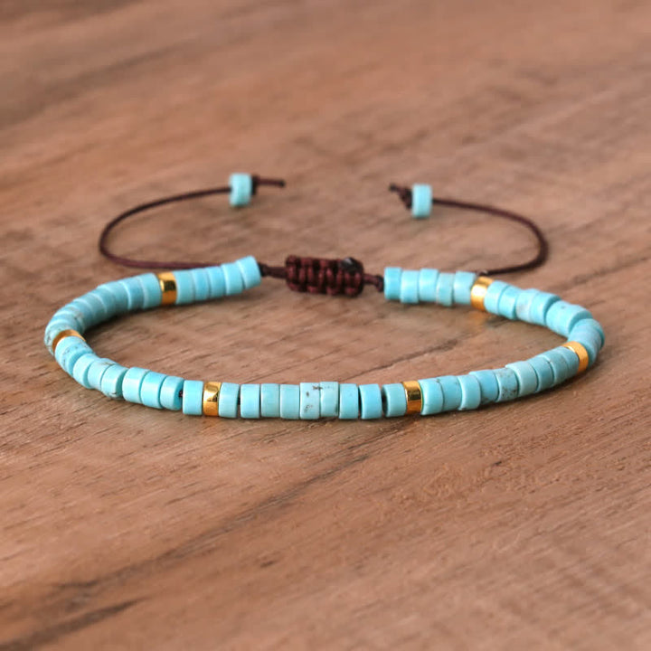 Adjustable Seraphina women's bracelet, braided with natural stone rollers for daily wear.