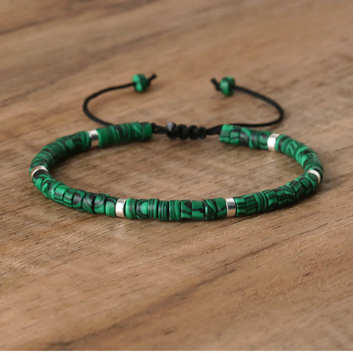 Handmade Seraphina women's bracelet, braided with natural stone rollers. Adjustable fit.