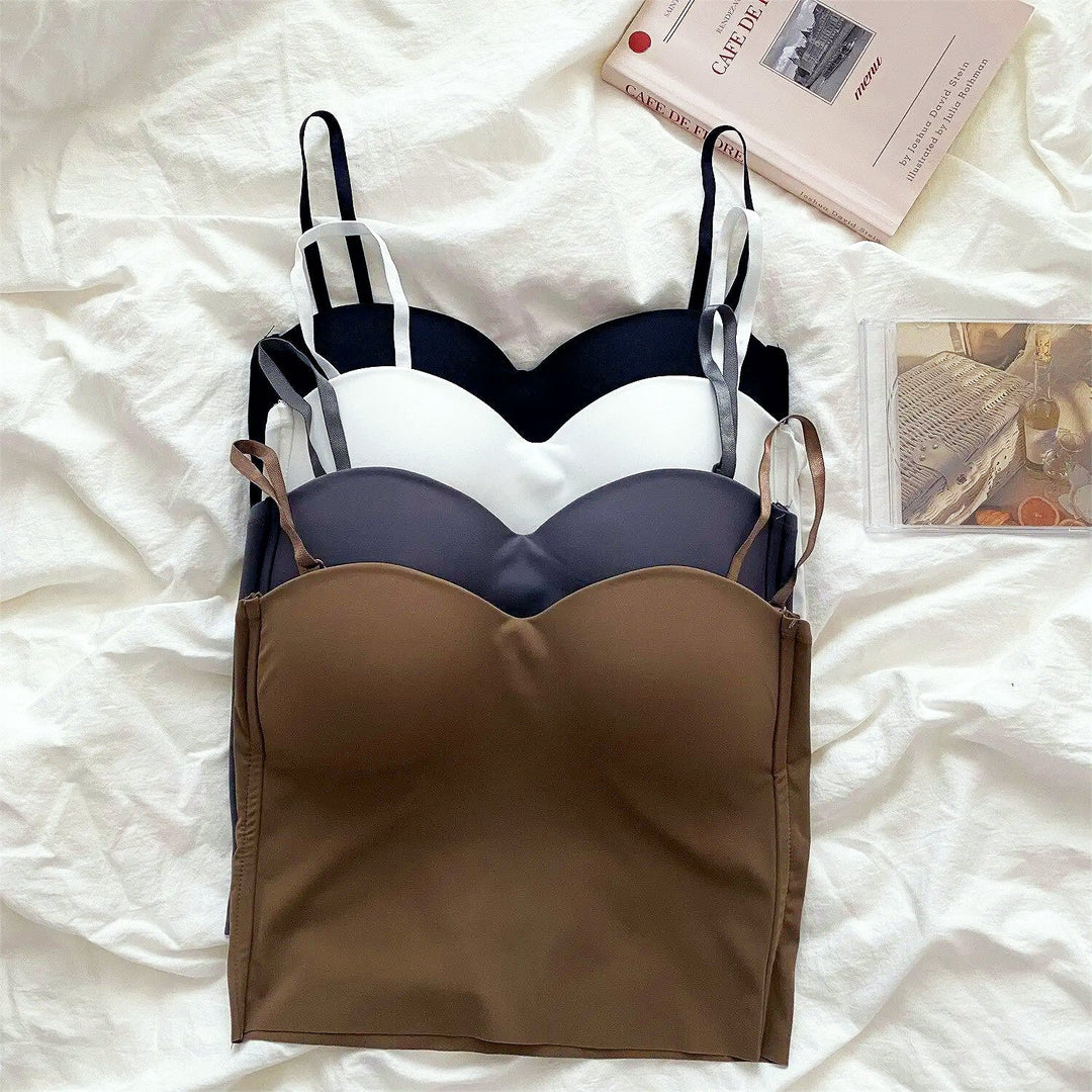 Women's Set of 4 Breezy Tank Tops with Built-in Bandeau Bra, perfect for summer casual wear.