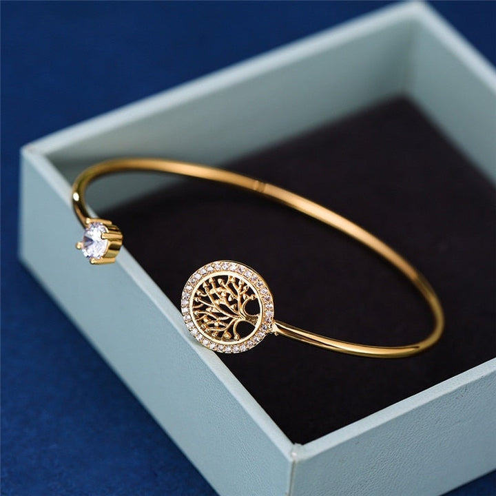 Women's silver Tree of Life adjustable bracelet, a spiritual jewelry gift symbolizing growth and connection.