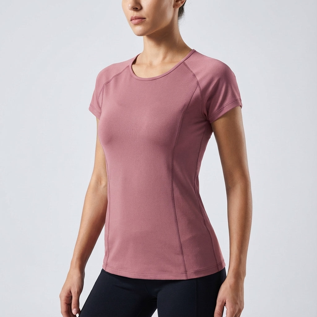 Women's breathable sports tee, slim fit activewear with excellent ventilation for summer