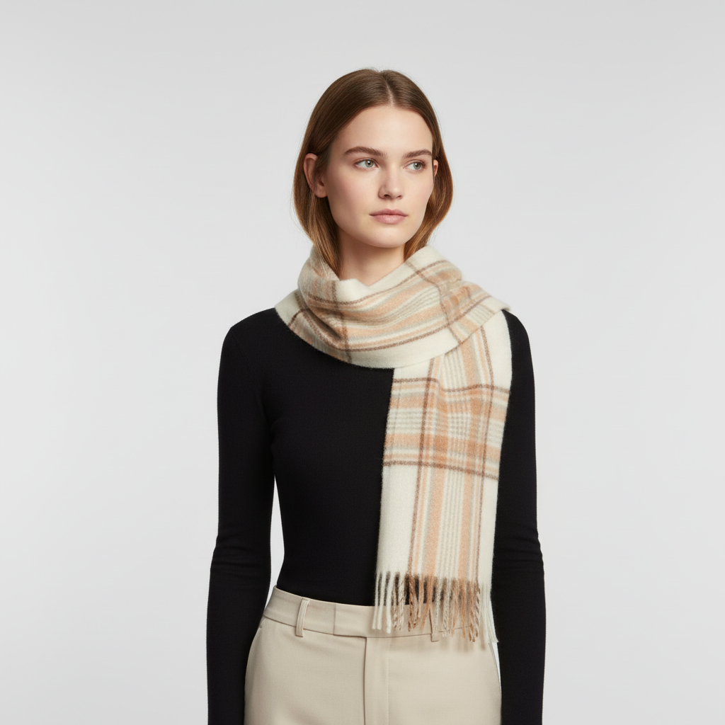 Luxurious feel women's warm plaid scarf, a cozy gift idea