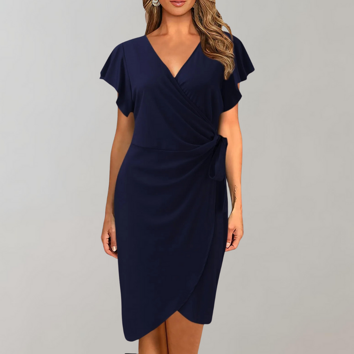 Stylish women's summer midi dress, Solène polyester blend, flattering and versatile fashion