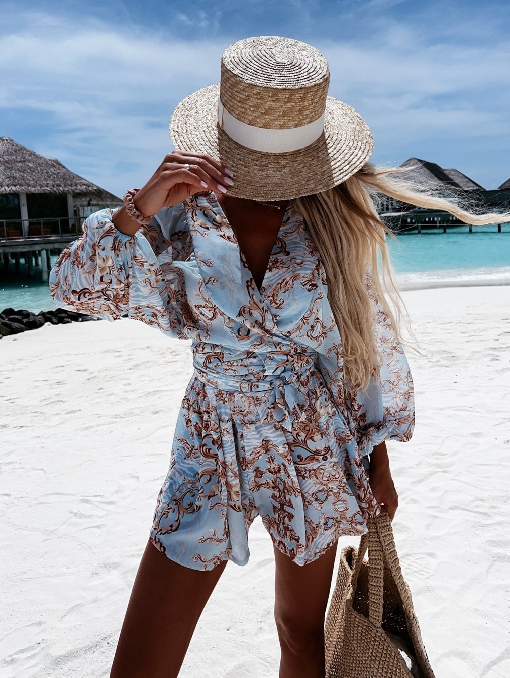 Stylish Solara women's jumpsuit, ideal for a comfortable and breezy vacation outfit.