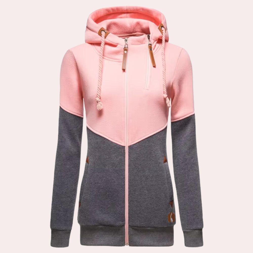 Women's full-zip hooded jacket, a comfortable and sporty zip-up for active lifestyles.