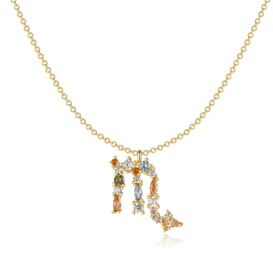 Delicate zodiac sign necklace, sterling silver and gold plated.