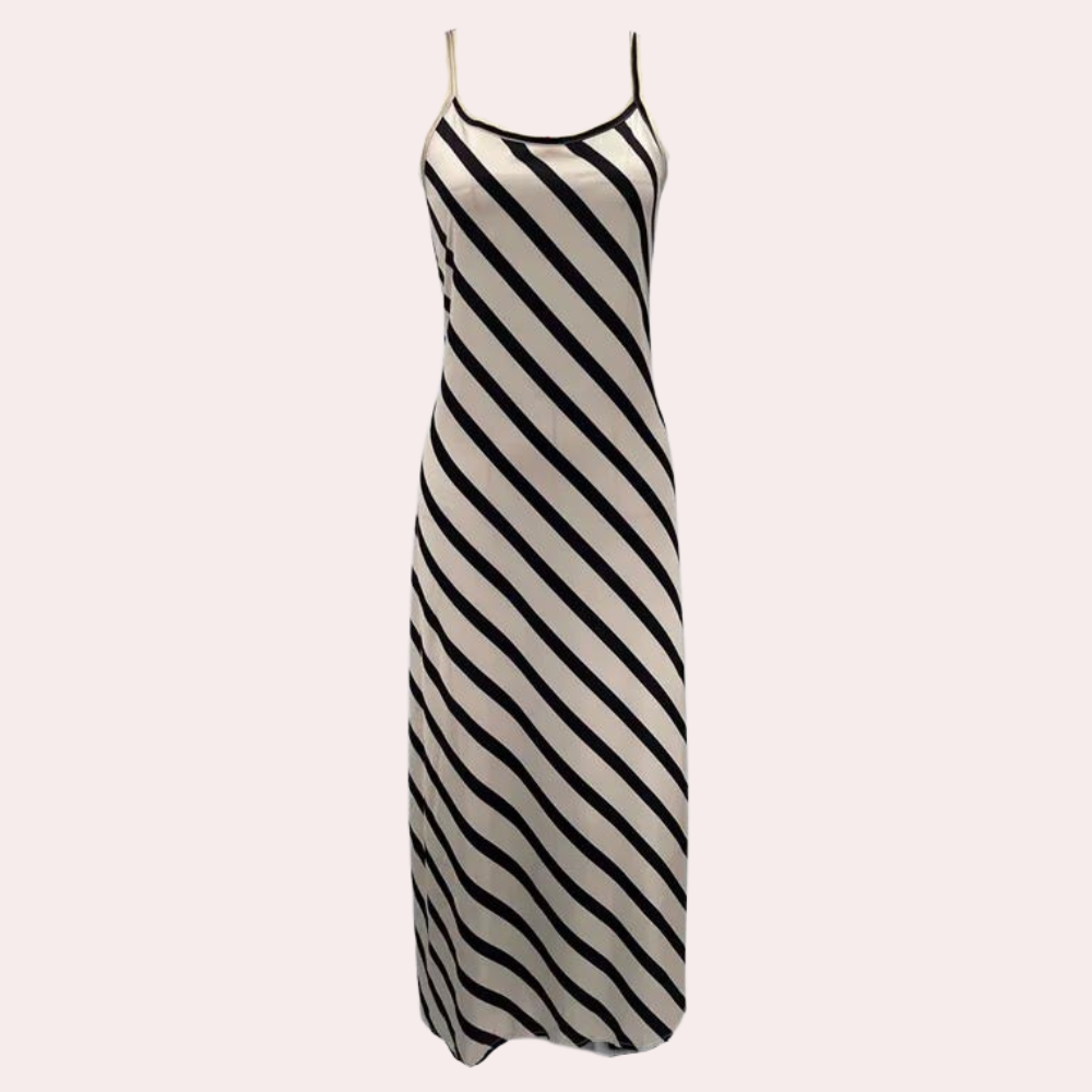Women's striped sleeveless midi dress, perfect for summer casual wear and beach outings