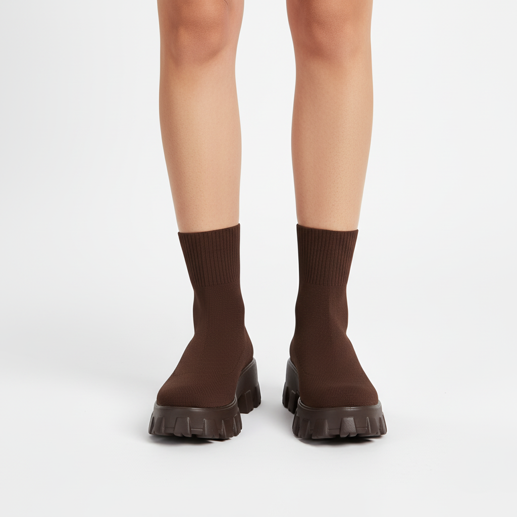 Side view of Sofia women's tread sole ankle boots, a blend of style and comfort for winter