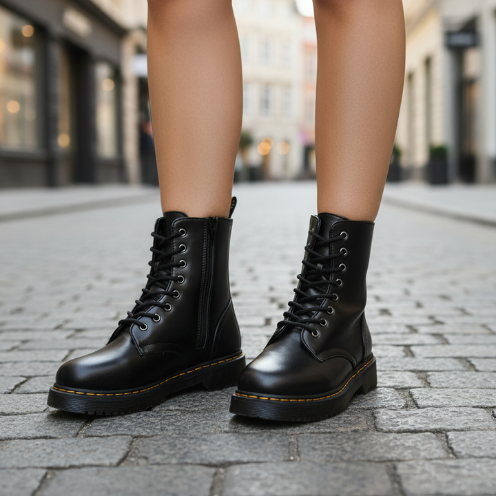 Women's stylish black leather all-occasion boots, perfect for versatile everyday wear and classic fashion.