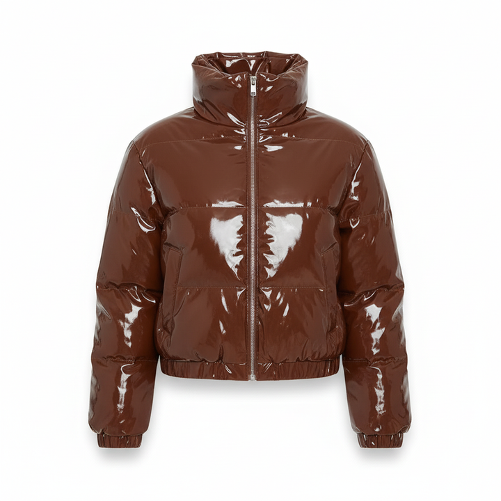 Elisa women's puffer, a sleek black winter coat with modern design, ideal for fashion outerwear