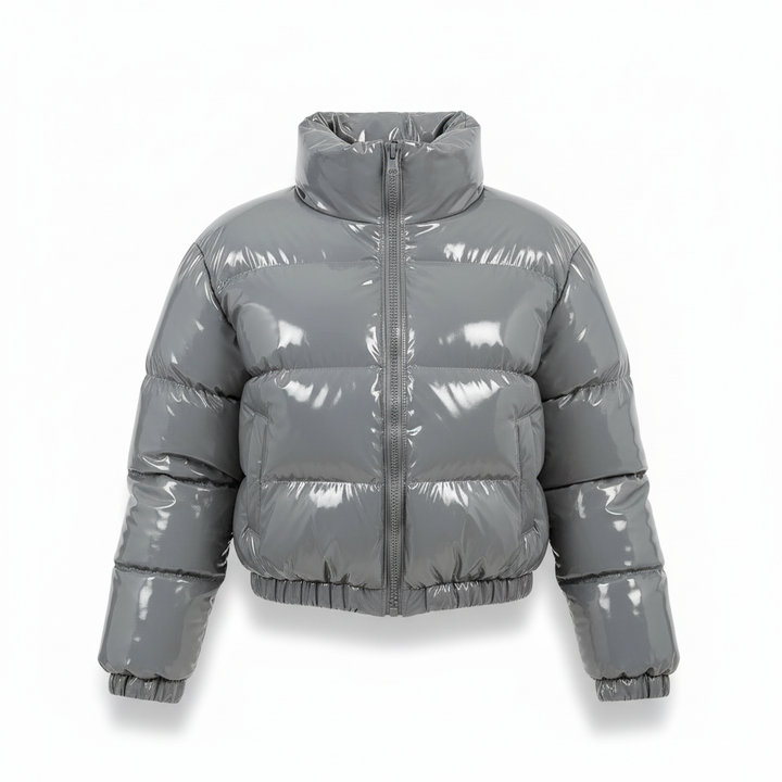 Stylish women's jacket for winter, black puffer with a soft, warm texture for daily wear