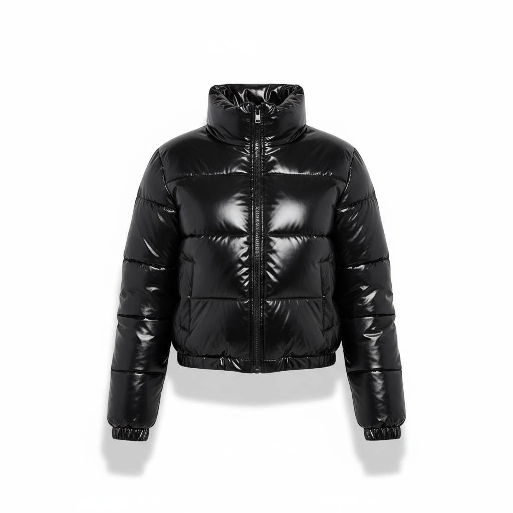 Elisa women's long puffer jacket in black, a perfect blend of style and winter comfort