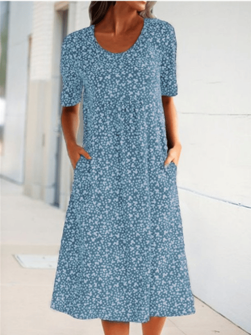 Women's stylish floral print summer dress, comfy & flowy, perfect for casual outings or vacations.