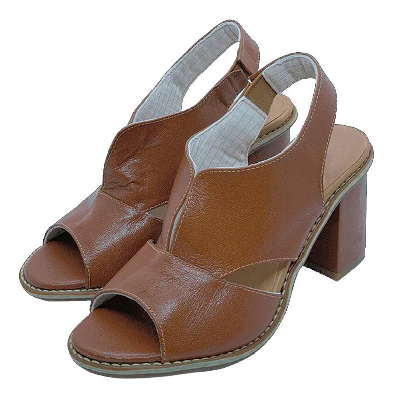 Selina women's heeled leather sandals, crafted for ergonomic comfort and a stylish look.