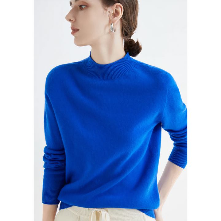 Everyday essential women's half-neck knitted sweater, a chic and cozy long-sleeve jumper for autumn.