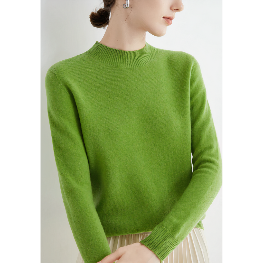 Versatile women's stylish half-neck knit top, an everyday essential for chic autumn and winter outfits.