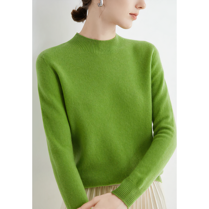 Versatile women's stylish half-neck knit top, an everyday essential for chic autumn and winter outfits.