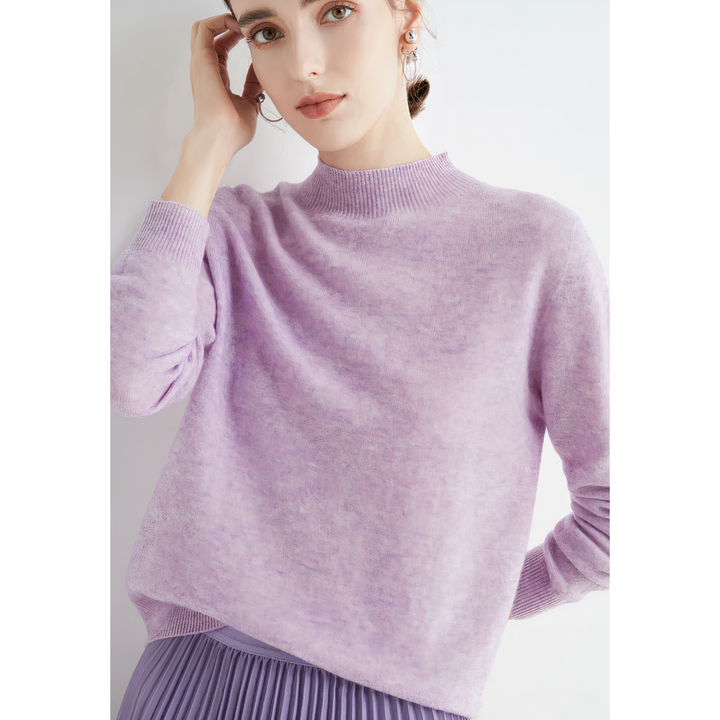 Chic women's half-neck pullover sweater, a soft knitted jumper offering cozy comfort for winter fashion.