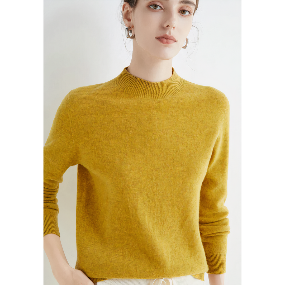 Stylish women's knit top featuring a half neckline, perfect as an elegant jumper for autumn and winter.