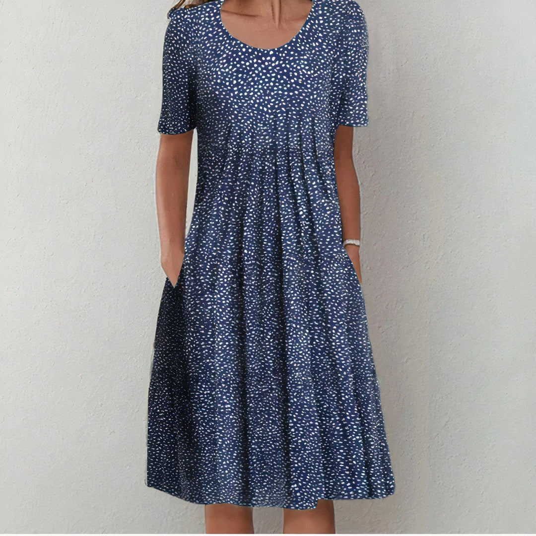 Comfortable patterned Lina cotton dress for women, ideal for spring & summer daywear.