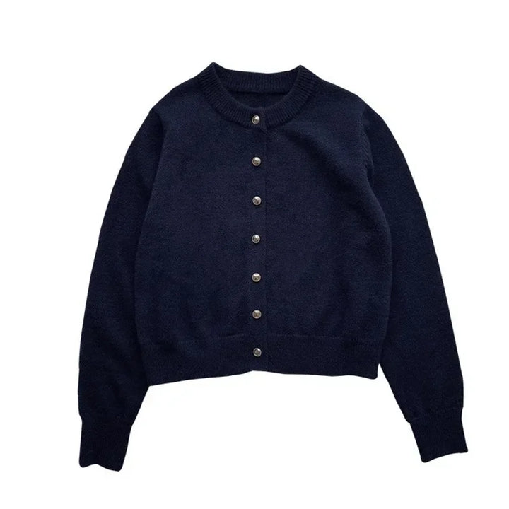 Women's Sophie o-neck knitted cardigan. Stylish, versatile, and elegant top for casual or dressed-up looks.