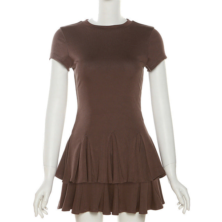 Nayeli women's peplum mini dress, a chic and elegant round neck short dress for summer.