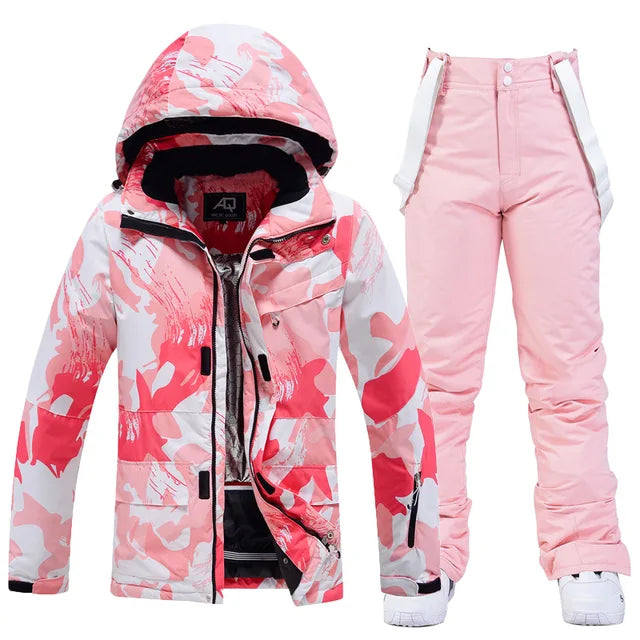 Model showcasing a sleek women's ski suit, ultimate style and performance for winter.