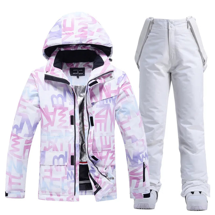 Insulated women's ski suit, ensuring ultimate warmth & comfort for cold winter skiing.